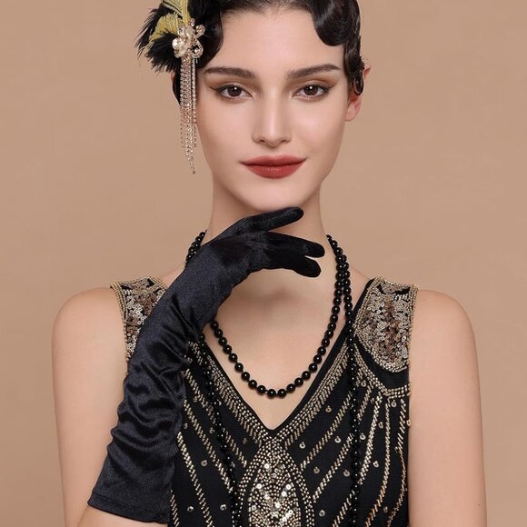 Peacock Fascinator with Rhinestones - Roaring 20s Flapper Fascinator for 1920s H - Picture 3 of 6